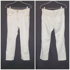 VINTAGE 90s Designer Armani Collezioni Off-White Jeans w/ Accent Stitching